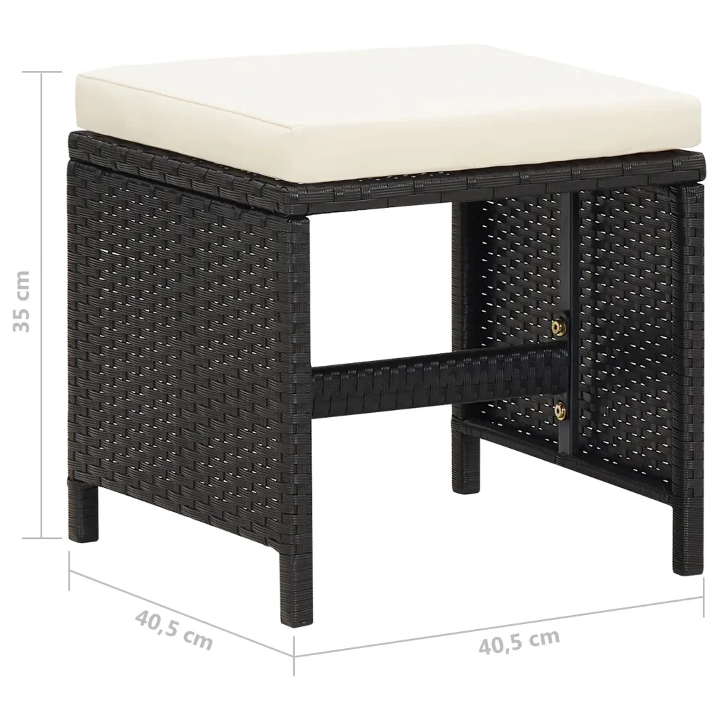 Sgabelli da Giardino 4 pz con Cuscini in Polyrattan Nero CFW5621854