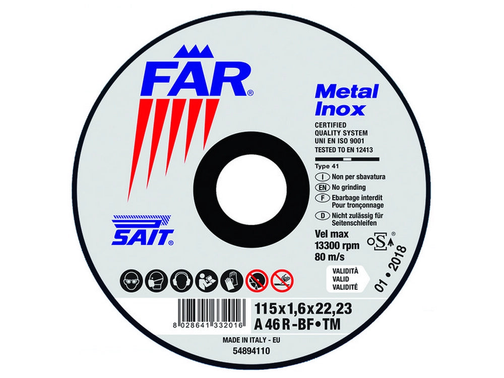 10pz disco abrasivo far-tm a 46 r ï mm. 230x2,0x22,23 cod:ferx.vit40670