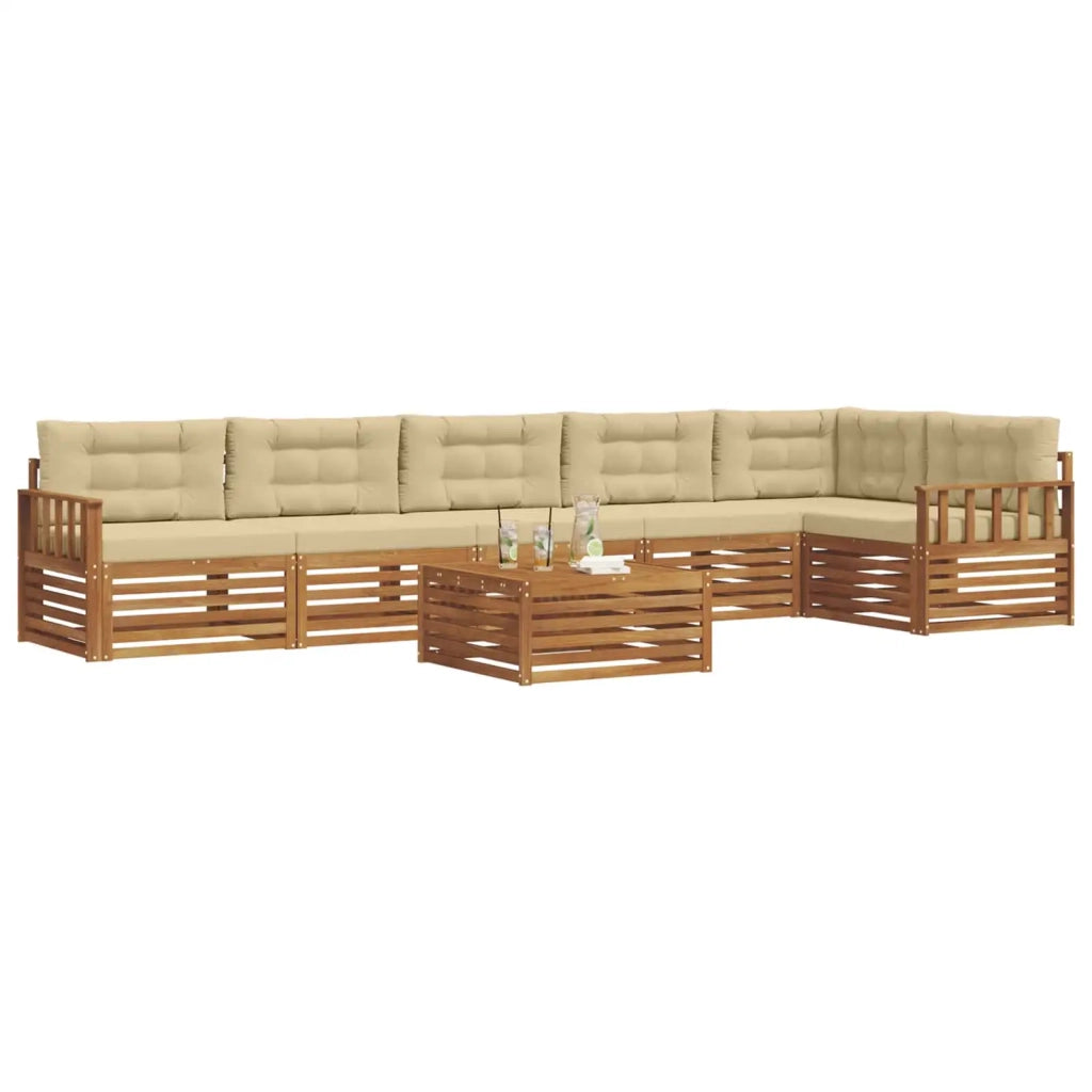 Set di divani da esterno con cuscino 7 pcs Naturale e Beige 3373573