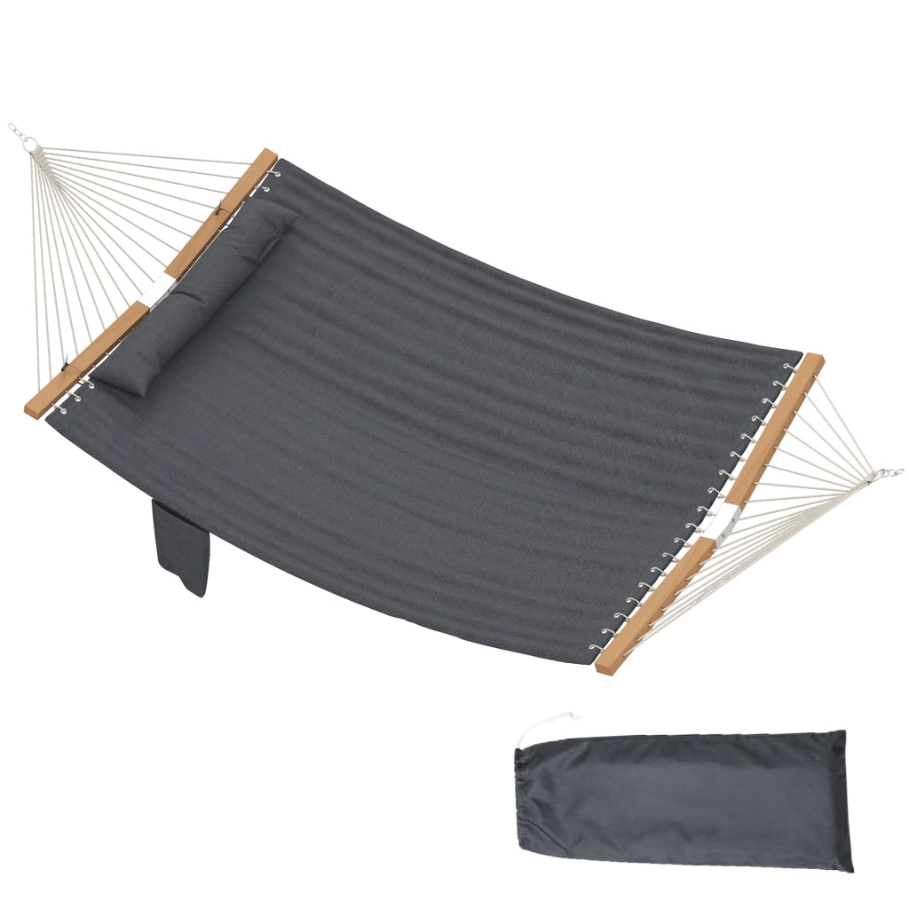 Amaca da giardino con cuscino testa e tasche ¨C Minimal ¨C 200x140 cm, legno, fino a 200 kg