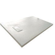 Piatto Doccia In SMC Vetroresina Effetto Pietra H 2,6 Cm Con Piletta Di Scarico Inclusa 100-120 Bianco