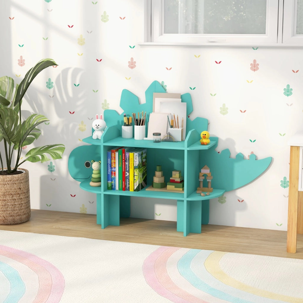 Libreria in legno per stanza dei bambini, Organizzatore di archiviazione giocattoli adorabile per sala giochi Verde