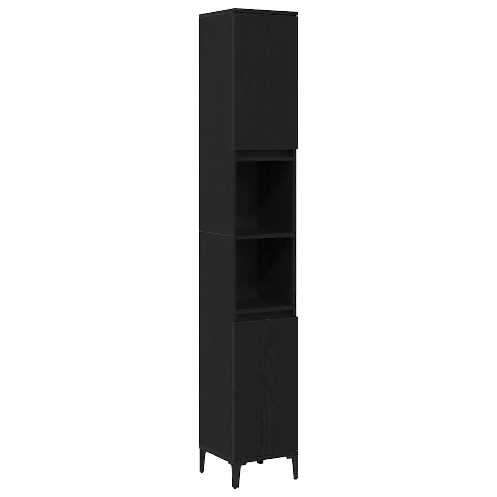Set di mobili per il bagno Montaggio a parete 3 pcs Rovere Nero 3333091