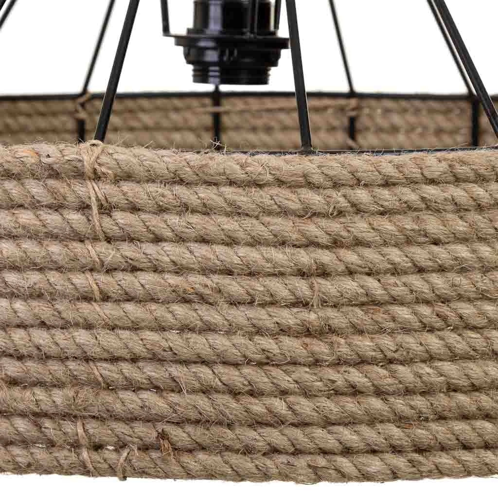 Lampada soffitto corda e metallo marrone 52x52x35h cm