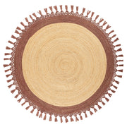 Tappeto Beige e Marrone Rotondo 140 cm Boho Rustico Spirale Intrecciato Fatto a mano Juta Naturale Camera da letto Soggiorno