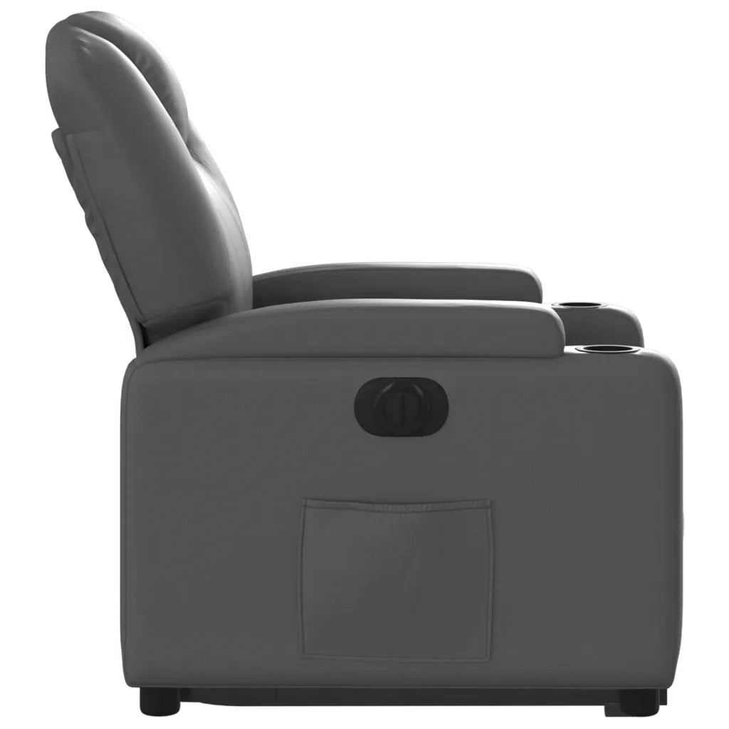 Poltrona Alzapersona Reclinabile Grigio in Similpelle 3204447