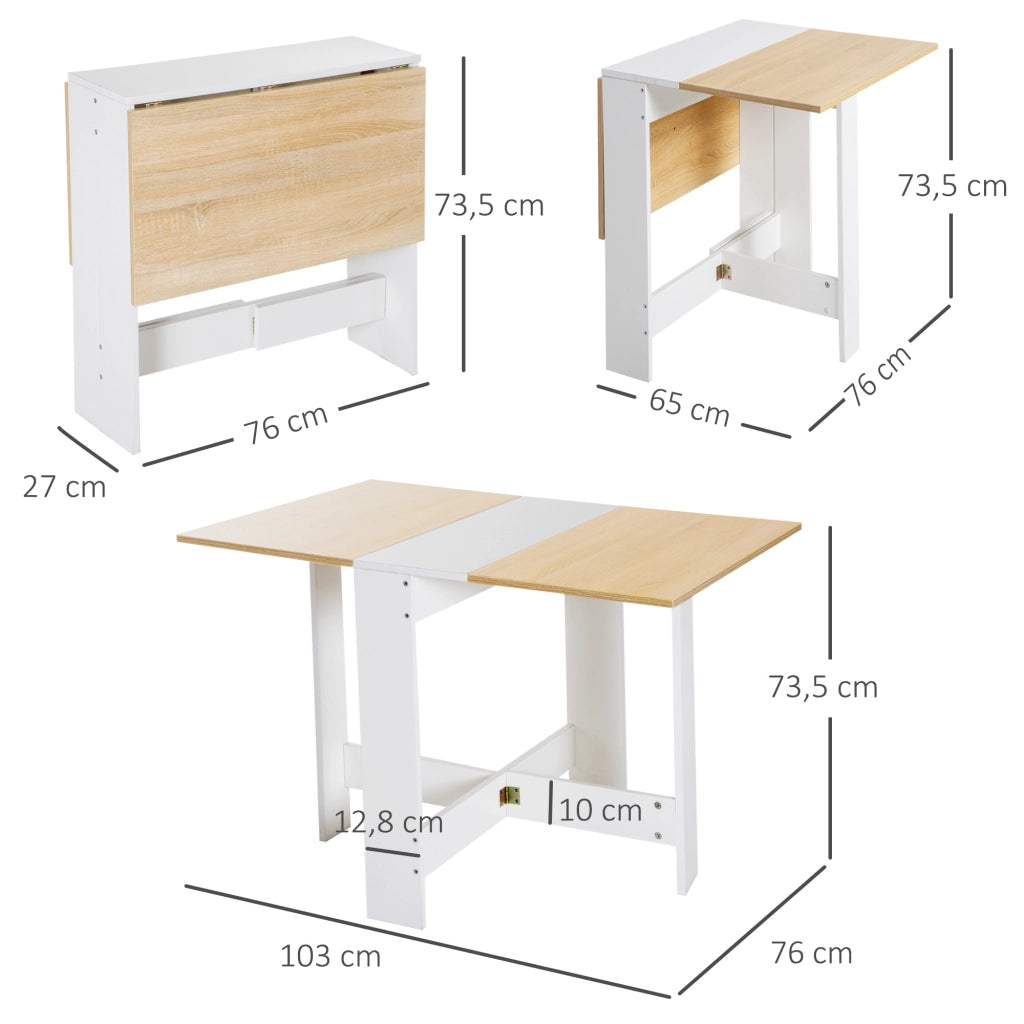 Tavolo da cucina pieghevole ¨C Minimal ¨C 103x76x74 cm legno bicolore quercia bianco