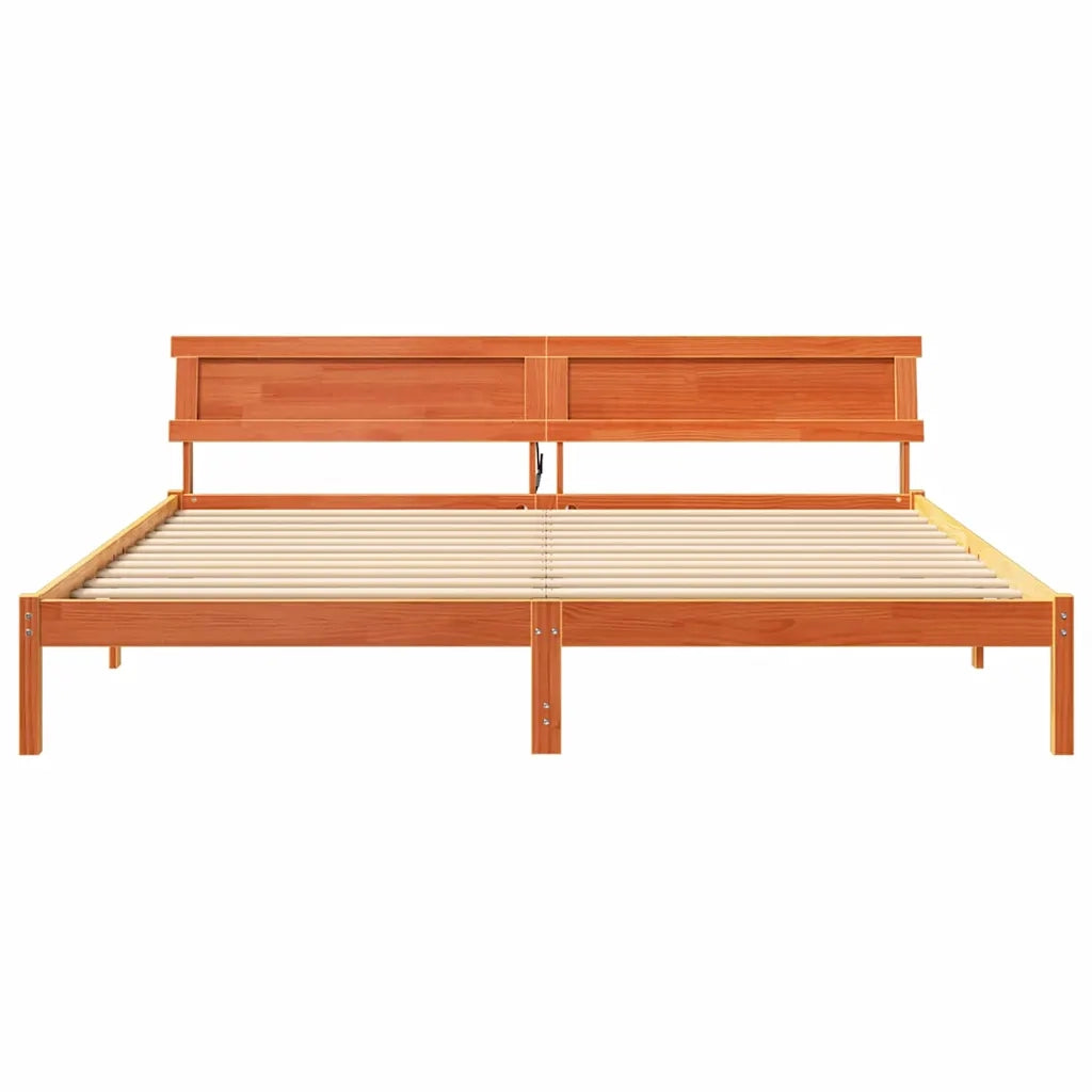 Letto matrimoniale | Letto per adulti | Struttura del letto Marrone cerato 180 x 200 cm Pino massello