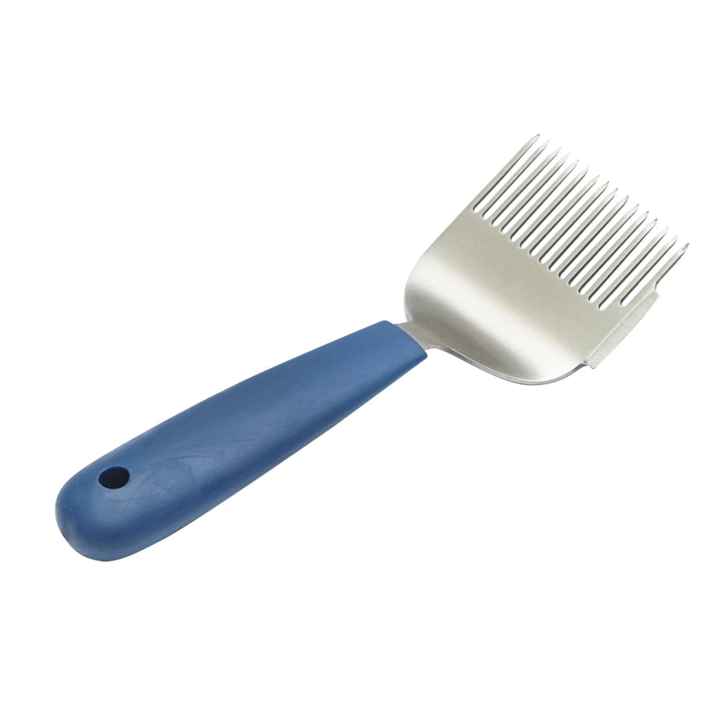 Forchetta apicola per disopercolare in acciaio inox con manico in plastica, 190 mm.