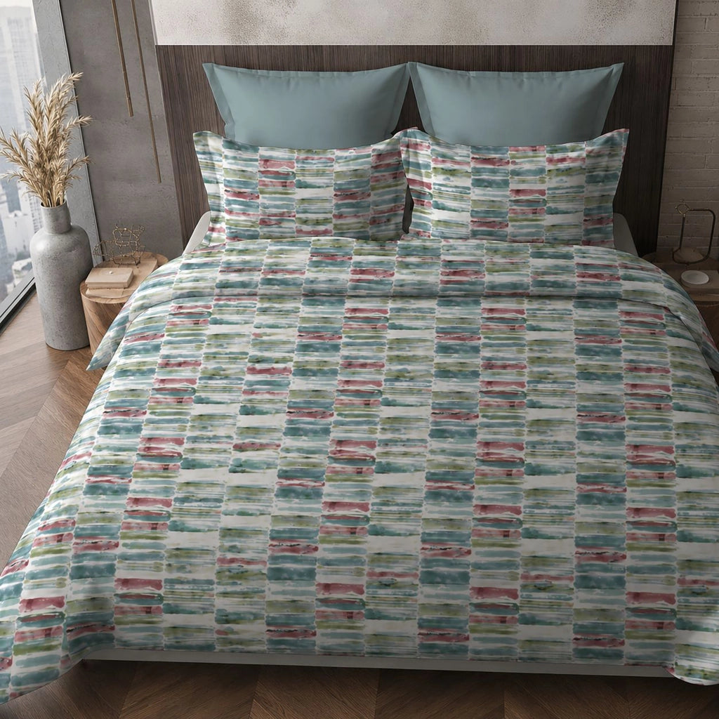 Samotelo, set Completo Letto Matrimoniale in Percalle, Multicolore