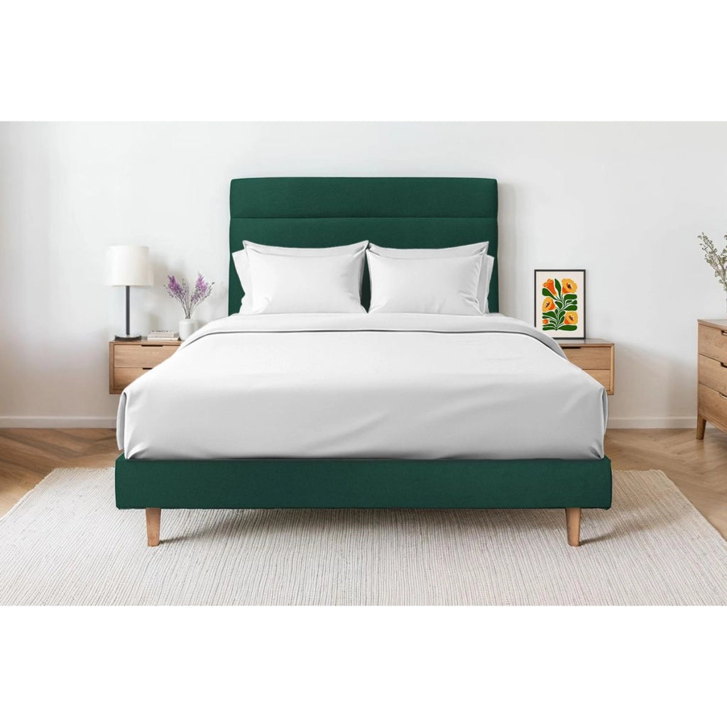 Letto 160x200 cm con testiera in linea - Tessuto velluto