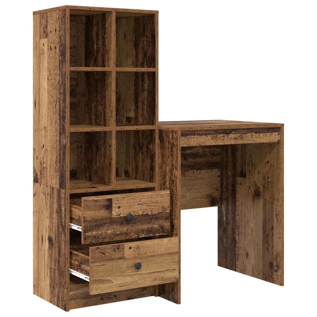 Scrivania con cassetto con lo scaffale 2 pcs Legno vecchio 3337343