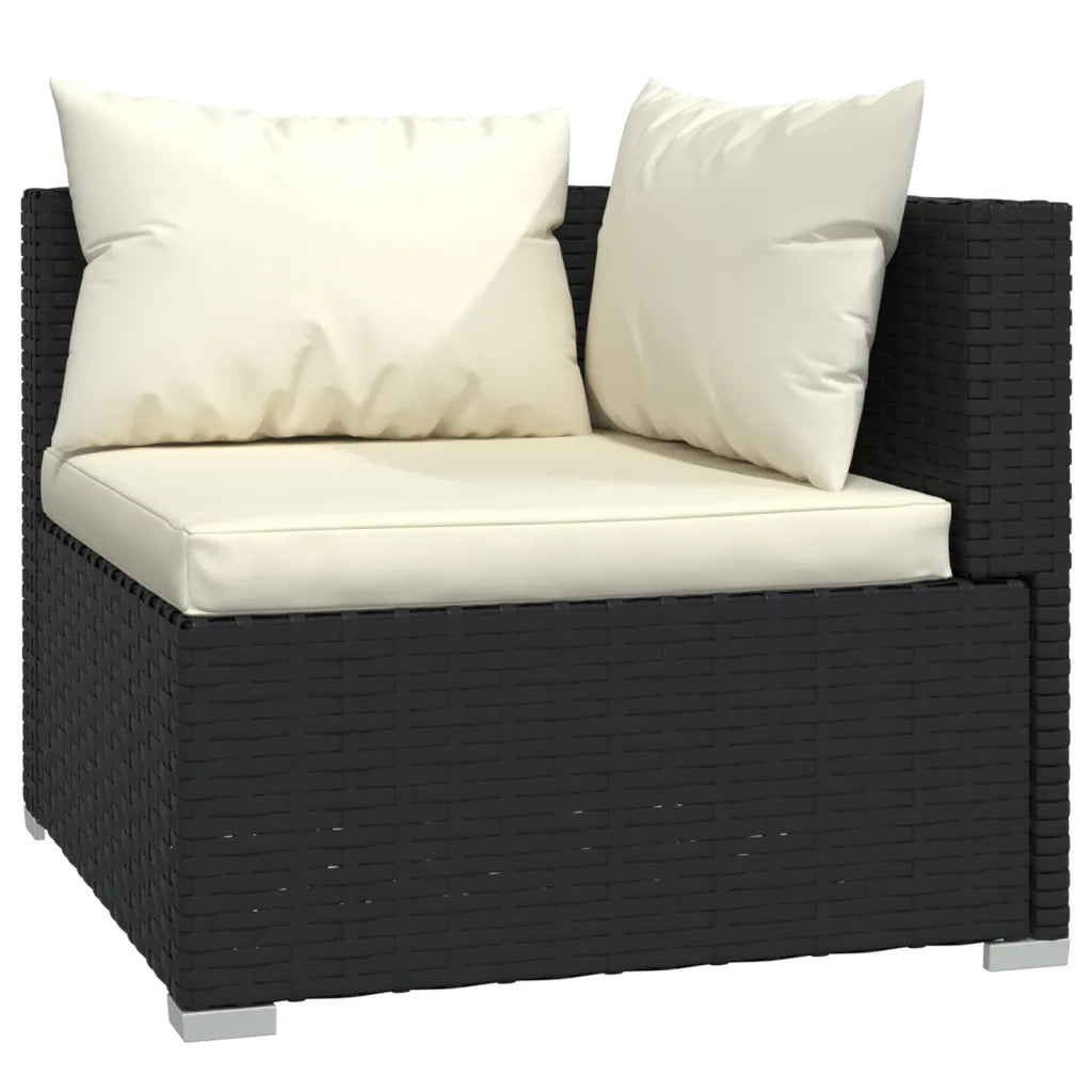 Set Divani da Giardino 9 pz con Cuscini in Polyrattan Nero 3102287