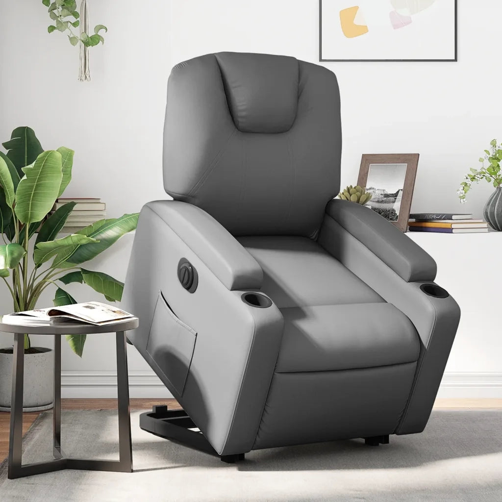 Poltrona Alzapersona Reclinabile Grigio in Similpelle 3204447