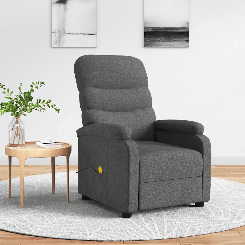 Poltrona Massaggiante | Sedia Relax Grigio Scuro in Tessuto