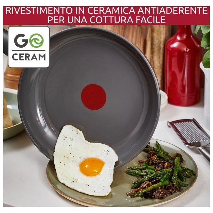 Lagostina 010274040128 Risorsa Padella Antiaderente Ceramica Goceram 28 cm Thermo Signal Multiuso colore Grigio