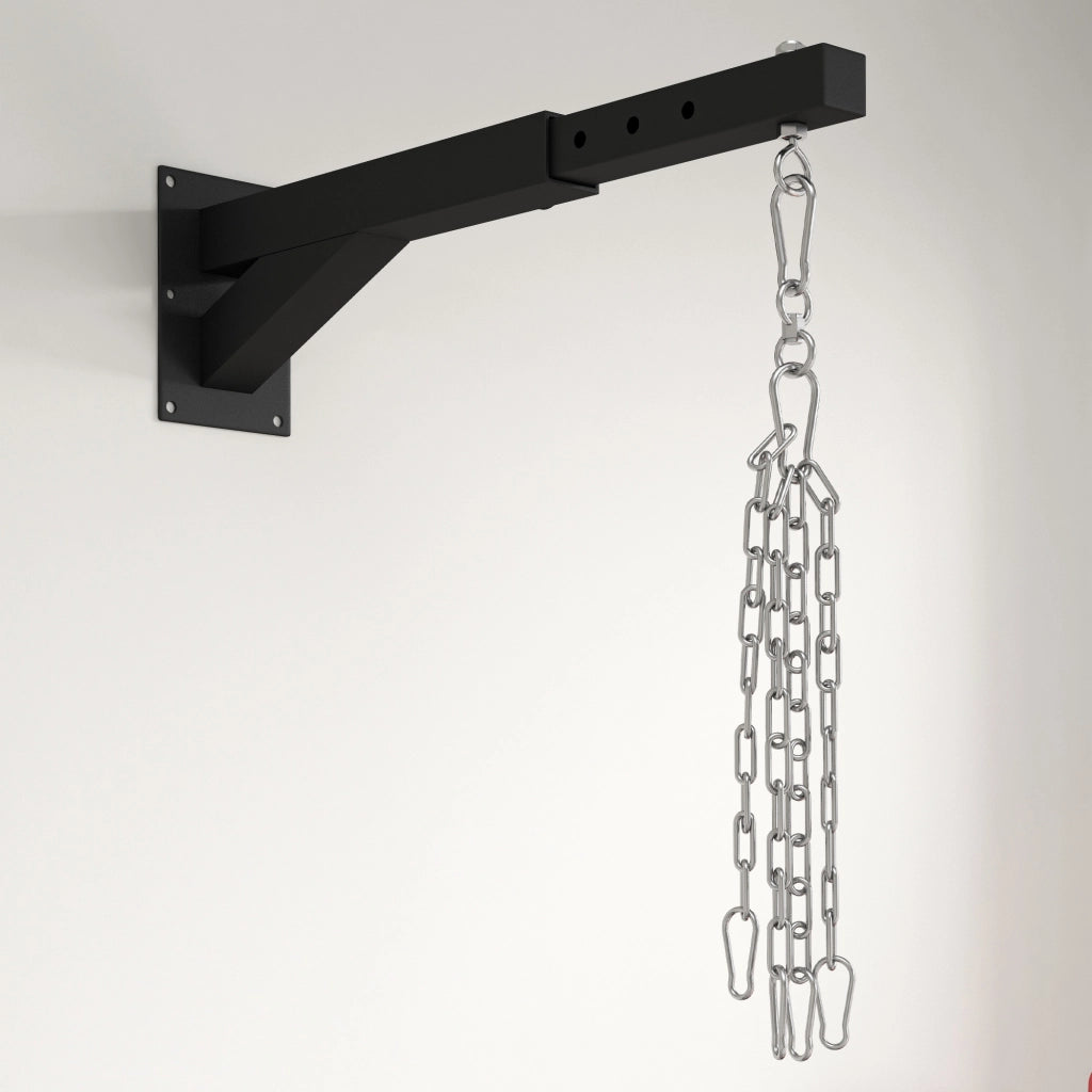 Portasacco da boxe a muro con catene e gancio regolabile ¨C Minimal ¨C Nero 45-65 cm