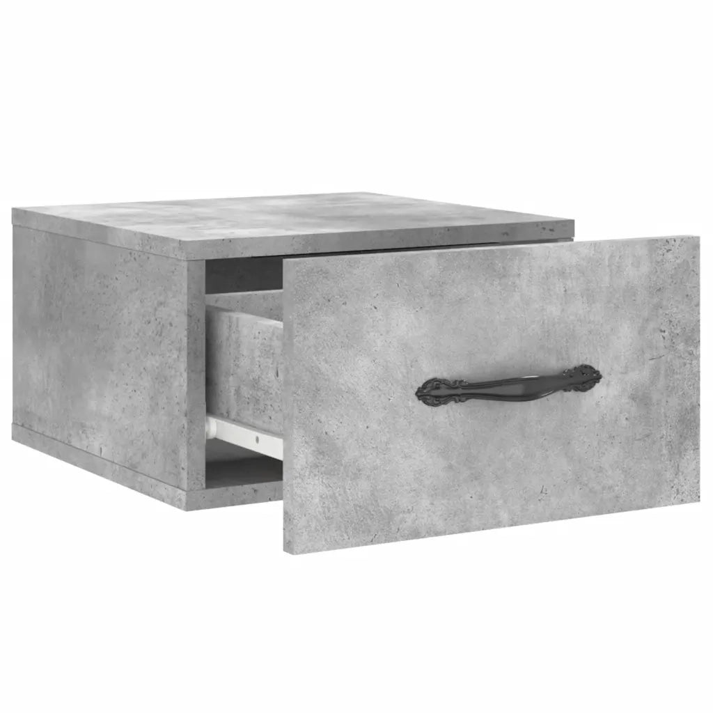 Set di 2 Comodini | Armadio da Notte | Mobiletto da notte a Muro Grigio Cemento 35x35x20 cm
