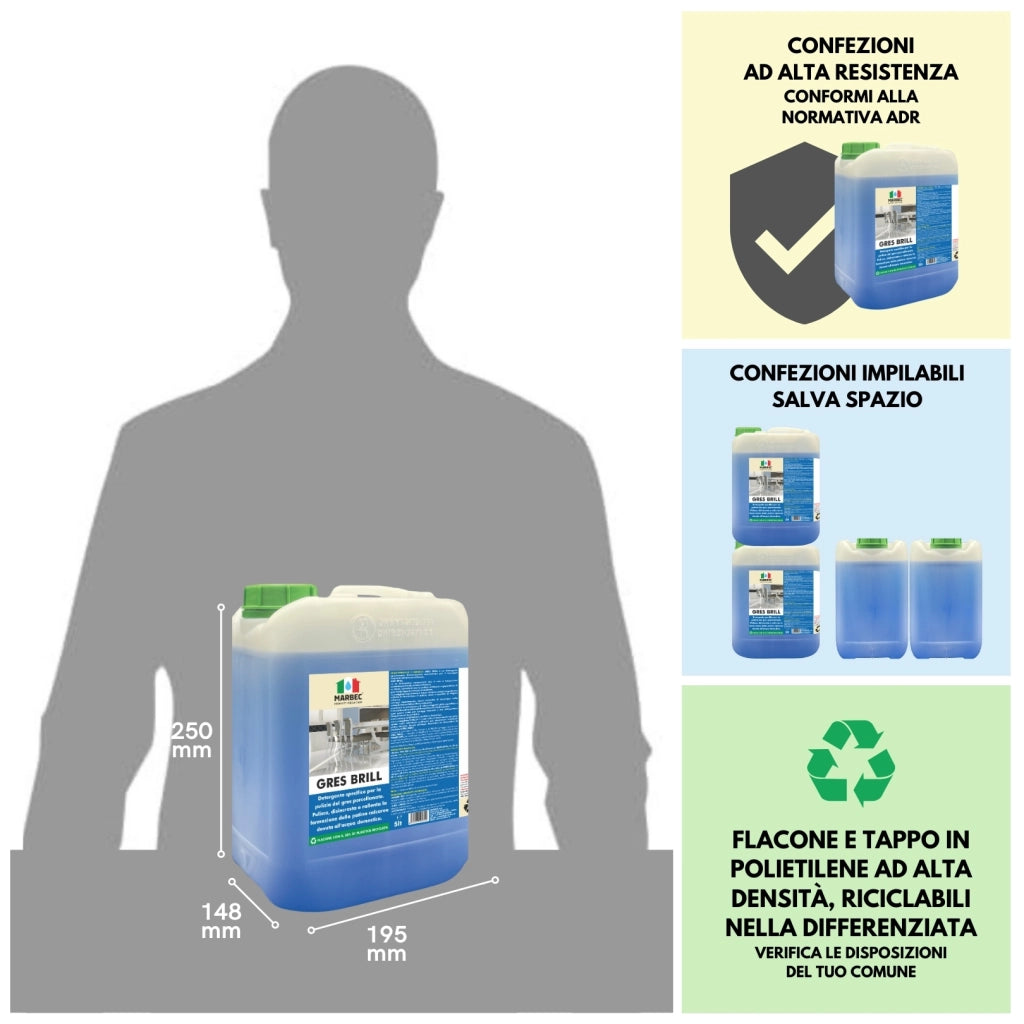 Detergente per gres porcellanato GRES BRILL   5LTx4Pz