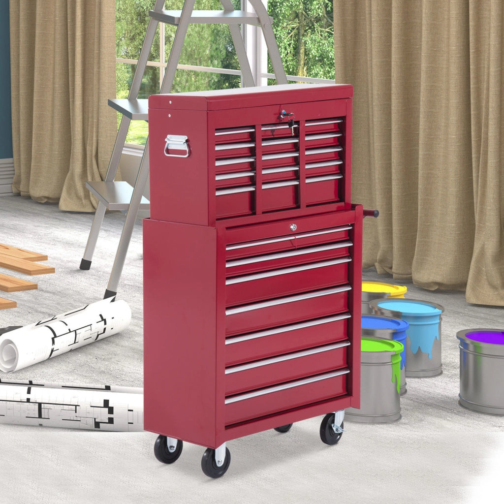 Carrello porta attrezzi ¨C Zephmum ¨C Rosso con cassetti e serratura