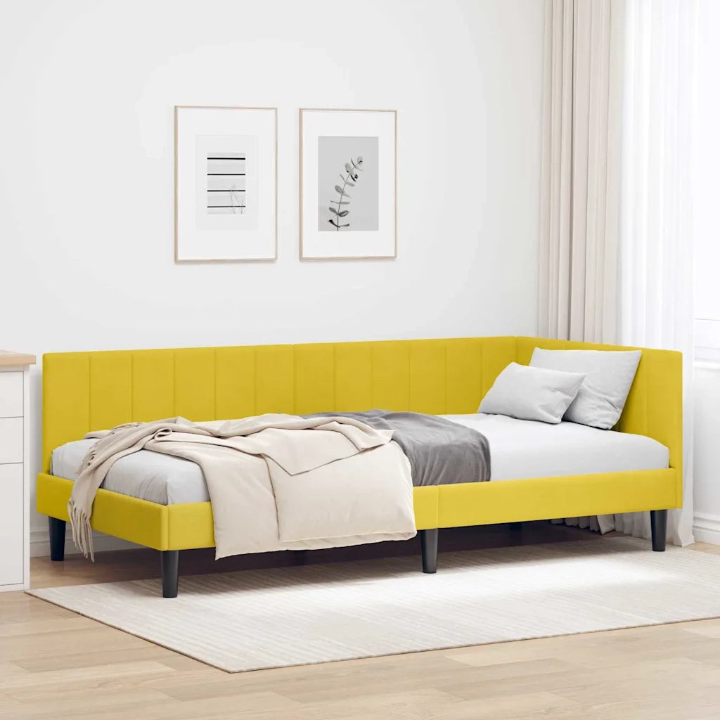 Cornice del letto ad angolo Giallo 90 cm x 200 cm Velluto 42016354