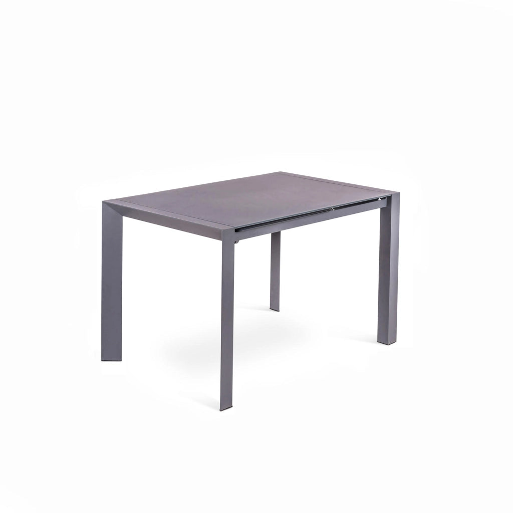Pixel Tavolo Allungabile 122/182 cm in Vetro Temperato Acidato Grigio e Gambe in Metallo - Design Moderno per la Zona Living o Cucina