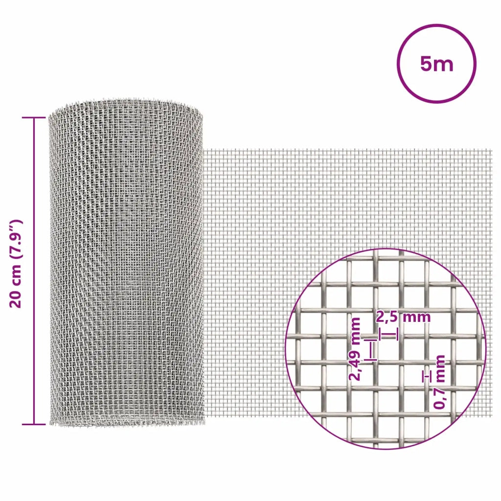 Rete per schermatura 20 x 500 cm 8 Mesh Argento 42039663