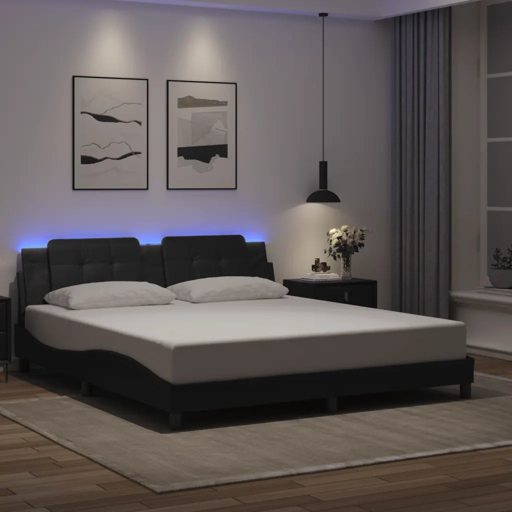 Giroletto con LED senza Materasso Zadar Nero 180x200 cm