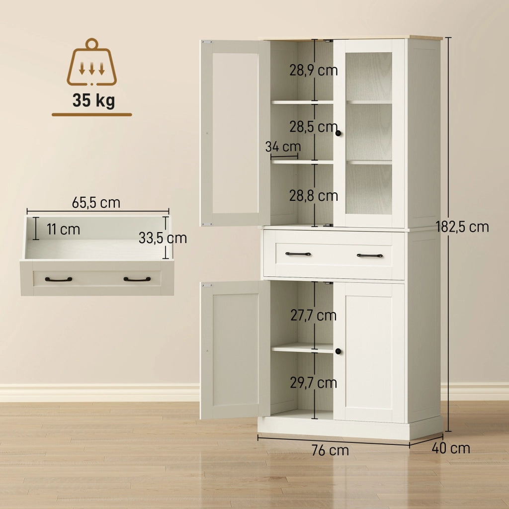 Mobile da cucina freestanding con ripiani regolabili e cassetto ¨C Xylo ¨C Bianco