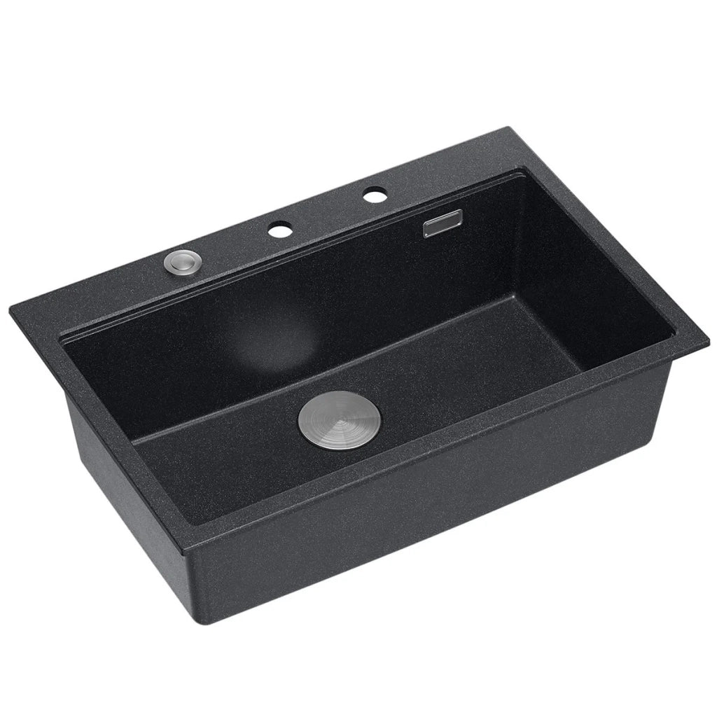 Lavello In Granito Marc 110 Workstation Black Metallic Tappo rame spazzolato