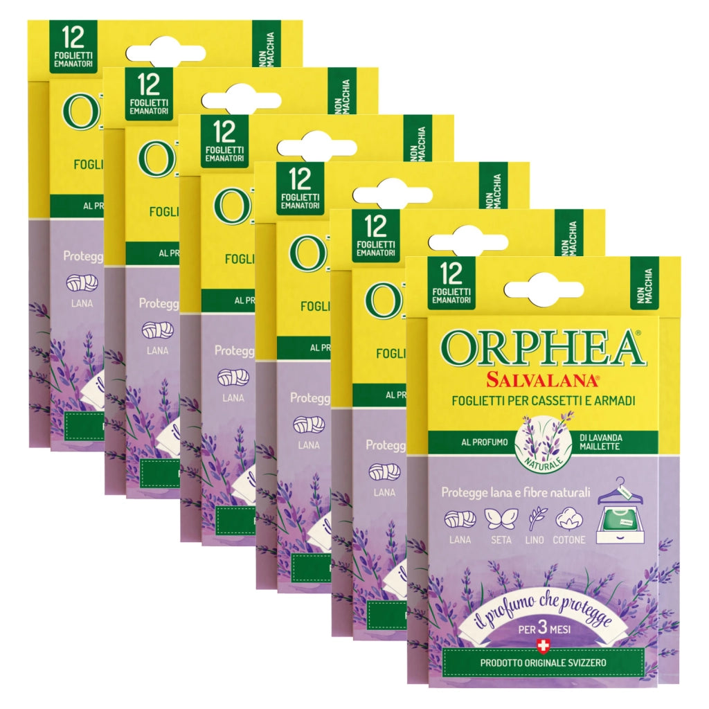 Orphea Salvalana Foglietti Cassetti e Armadi, Agisce per 12 Settimane, 6 x 12 Foglietti, Lavanda Maillette