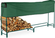 Herdamento di legno - Deposito di legno per legname con copertura in acciaio per interni ed esterni 122x250x30 cm nero verde.