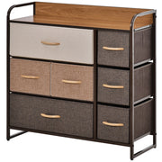 Cassettiera 7 Cassetti ¨C Xylo ¨C Tessuto e MDF, Multicolore 80x29x78.5cm