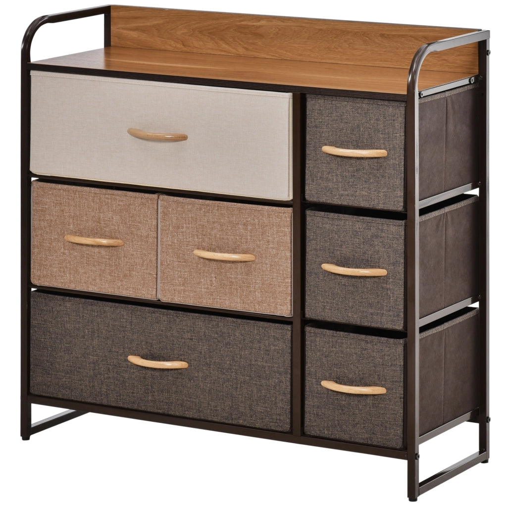 Cassettiera 7 Cassetti ¨C Xylo ¨C Tessuto e MDF, Multicolore 80x29x78.5cm