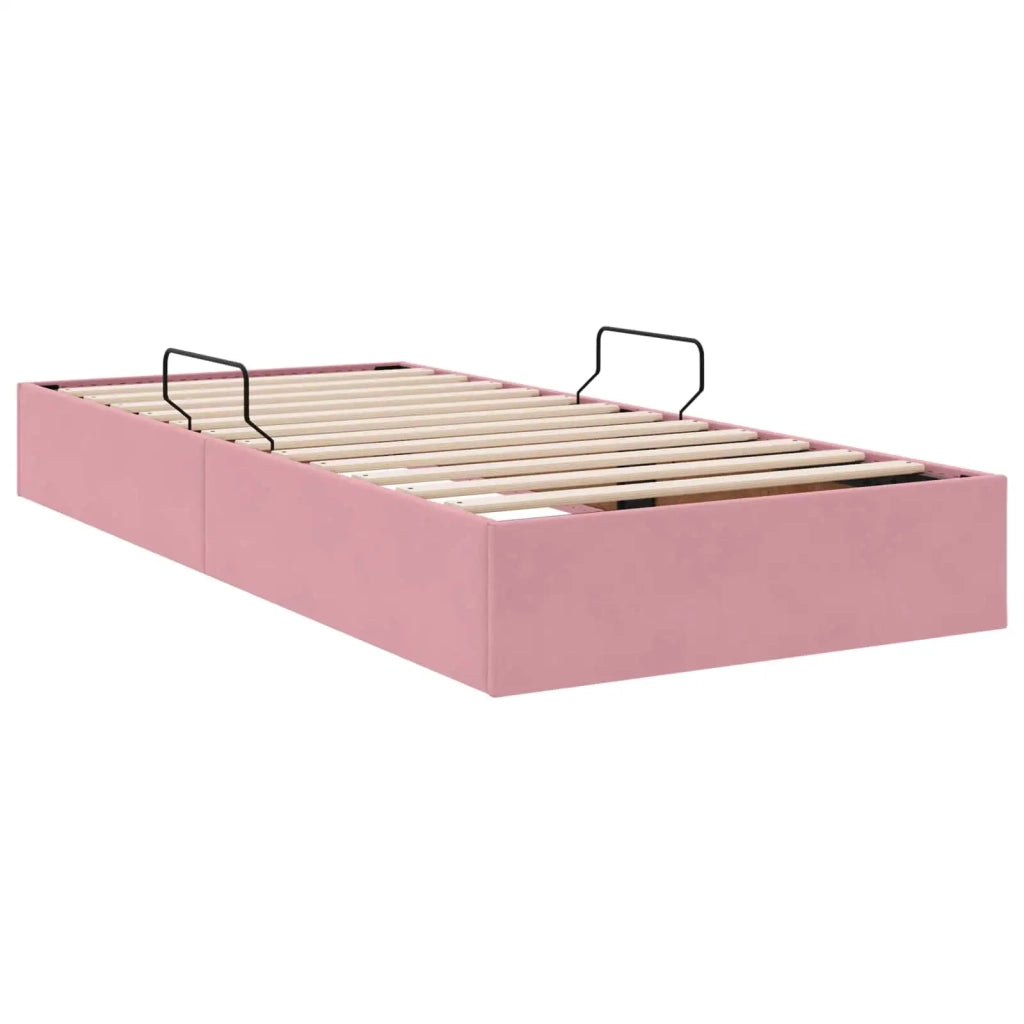 Letto ottomano con archiviazione Rosa 90 x 190 cm Velluto 3442855