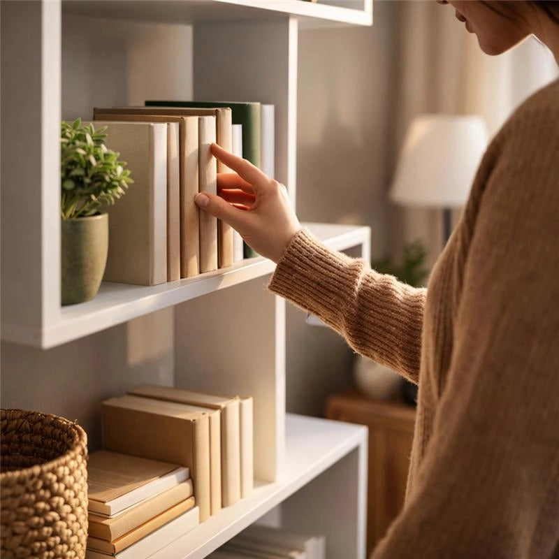 LIBRERIA ALANA CON 6 RIPIANI SFALSATI IN DESIGN MODERNO BIANCA