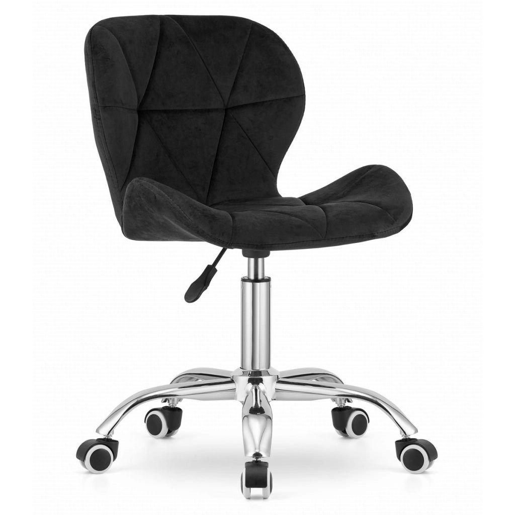 Sgabello Wesley Glamour in Velluto Nero e Oro Rosa