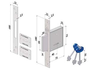 SERRATURA INFILARE A DOPPIA MAPPA 2000  mm.50 (2000XZB5022AB3)    SECUREMME