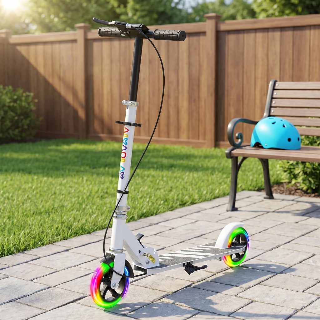 Trotinette per bambini 3-8 anni ¨C zephmum ¨C Bianco, LED, regolabile