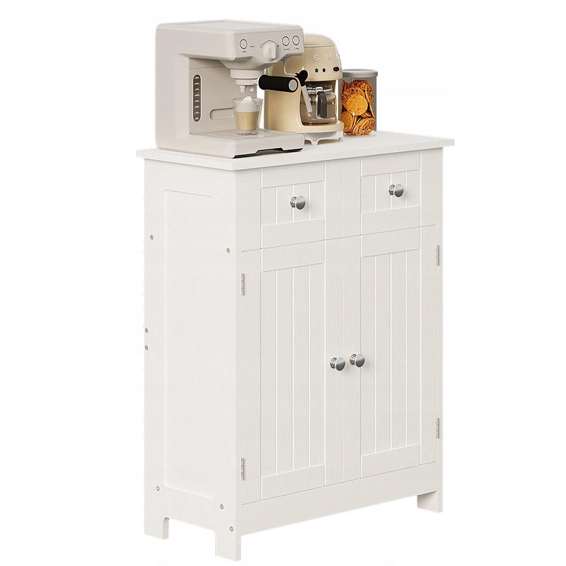 Mobiletto da bagno con cassetti e 2 ante, stile loft scandinavo, bianco
