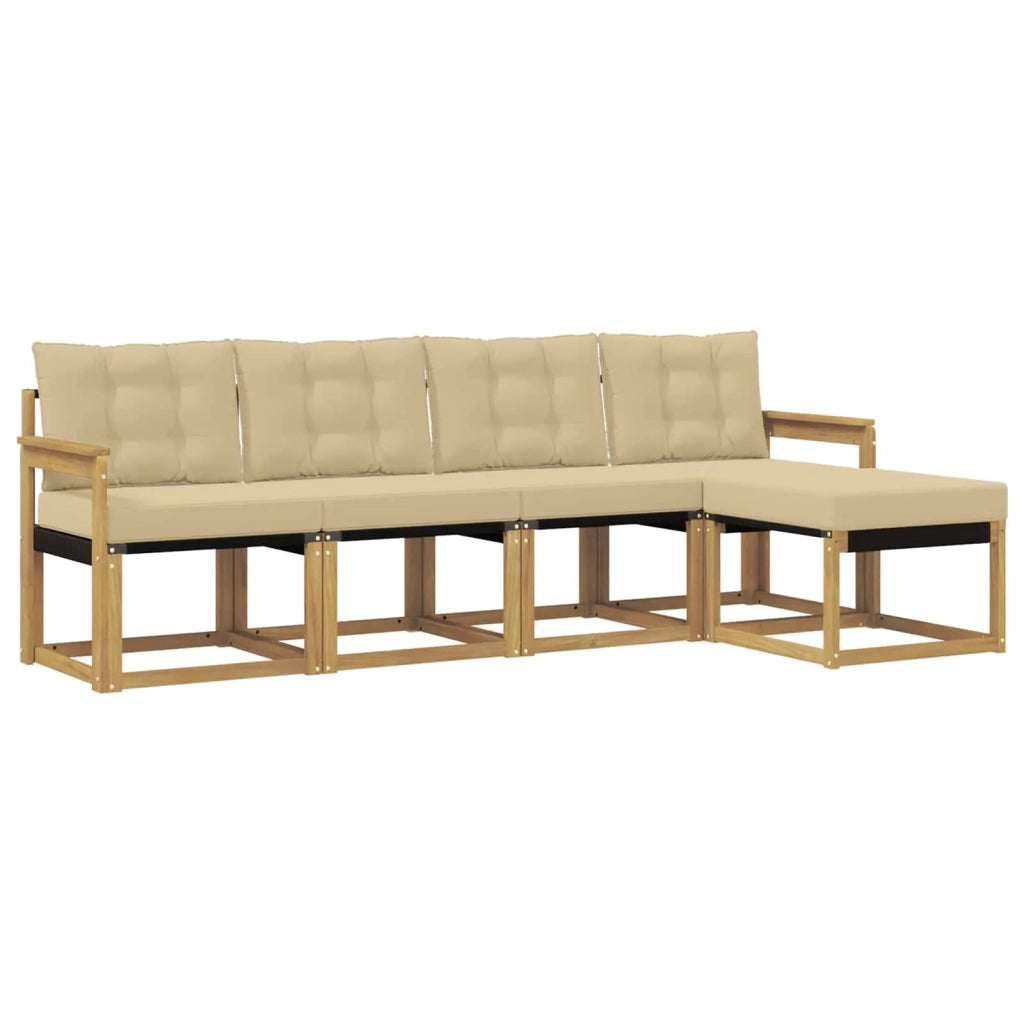 Set di divani da esterno con cuscino 5 pcs Bianco e Beige 3389375