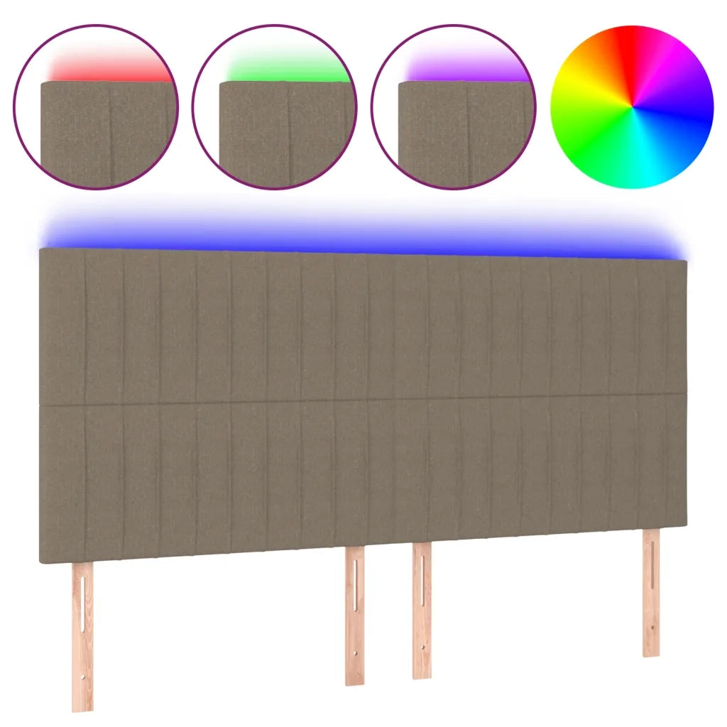Testiera | Testata a LED tortora 200x5x118/128cm in Tessuto