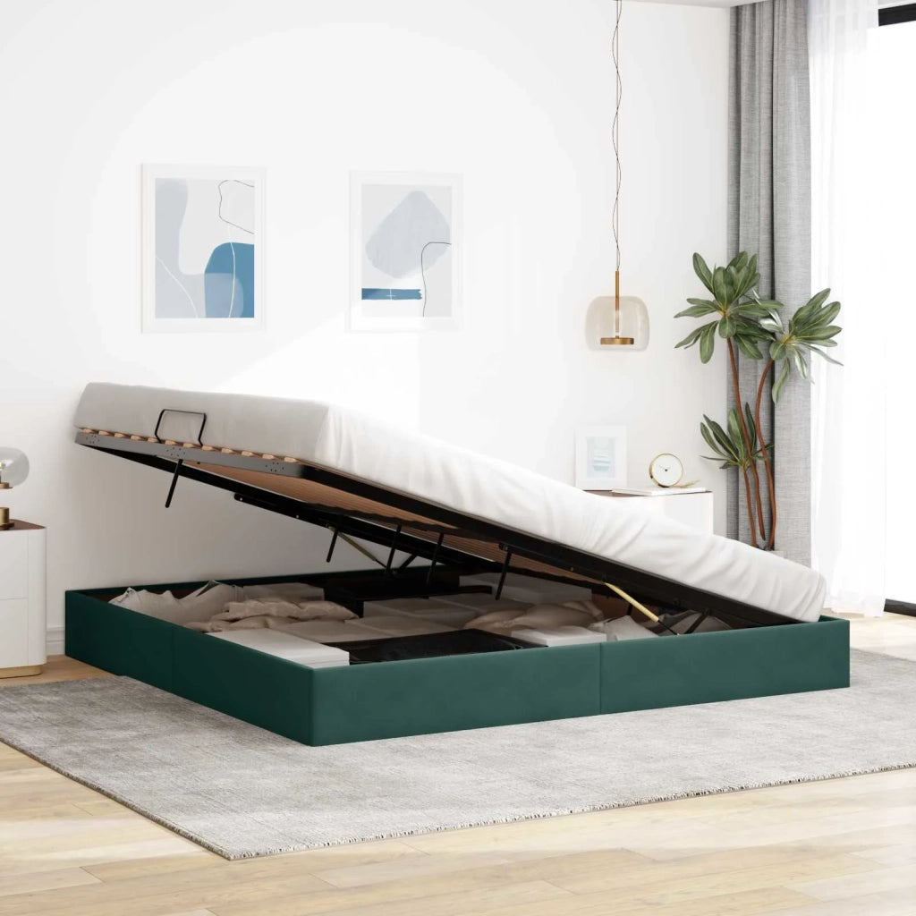 Letto ottomano Verde Scuro 200 x 200 cm Velluto 3442907