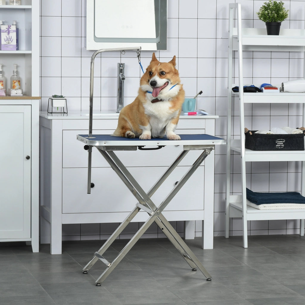 Tavolo da Toelettatura per Animali Domestici ¨C zephmum ¨C Blu 72x45x74-81 cm