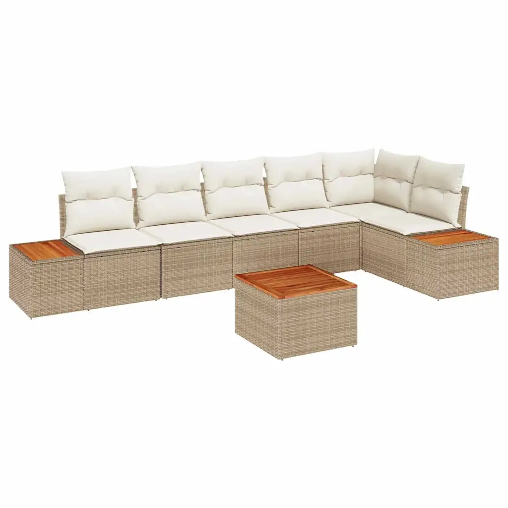 Set Divano da Giardino 6 pcs Beige e Crema Polyrattan 3356771
