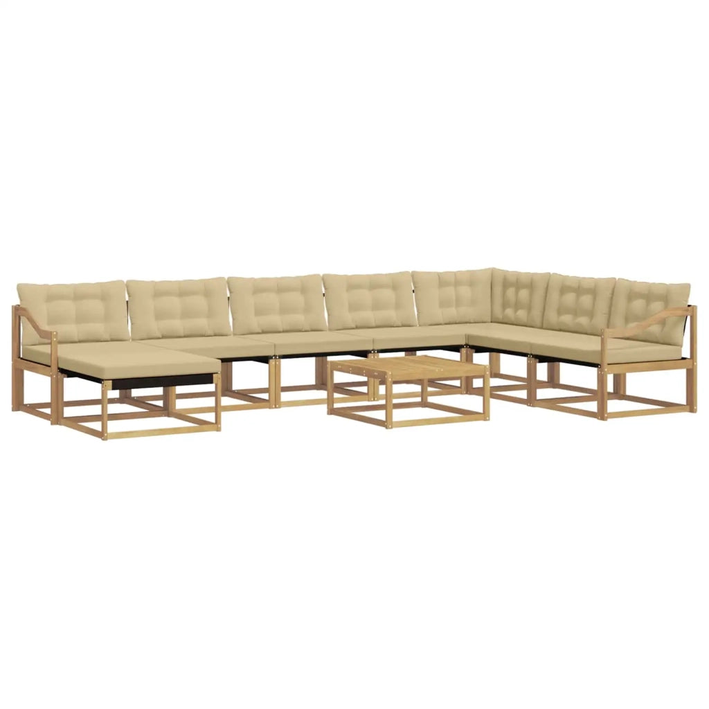 Set di divani da esterno 9 pcs Bianco e Beige 79 x 79 x 37 cm 3389007
