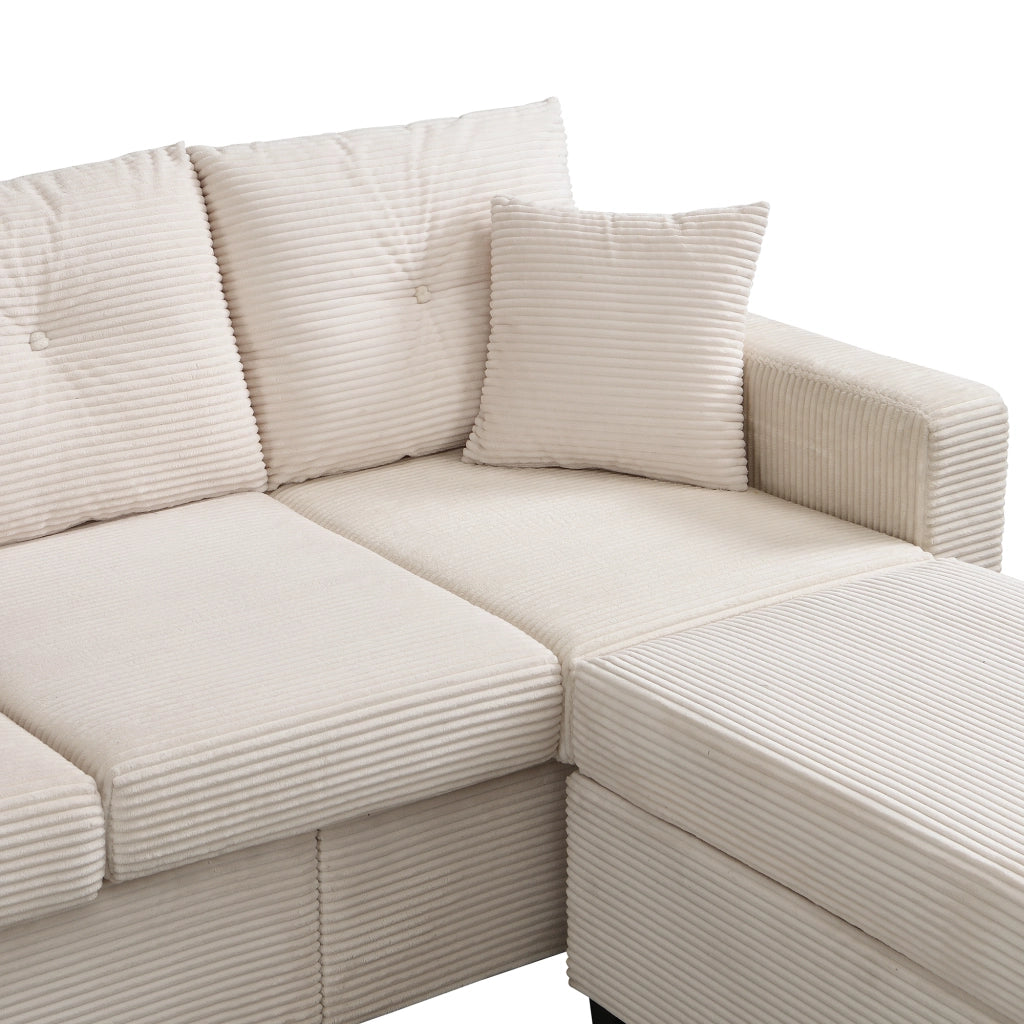 Divano Angolare Modulare 3 Posti con Ottoman e LED ¨C MINIMAL ¨C Tessuto, L-Form