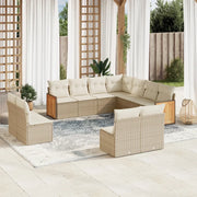 Set Divani da Giardino 11 pz con Cuscini Beige in Polyrattan 3260168
