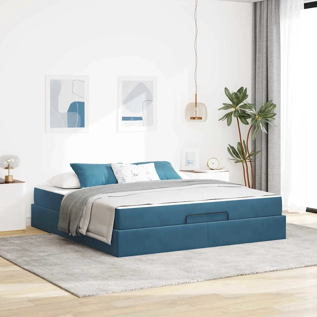 Struttura letto con materasso 2 pcs Blu Velluto 3399580