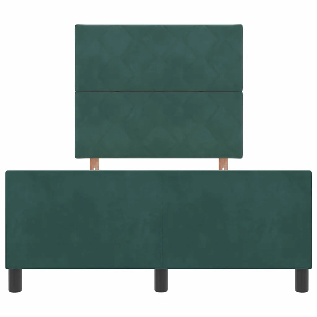 Letto a molle con testiera Verde Scuro 120 x 200 cm Velluto